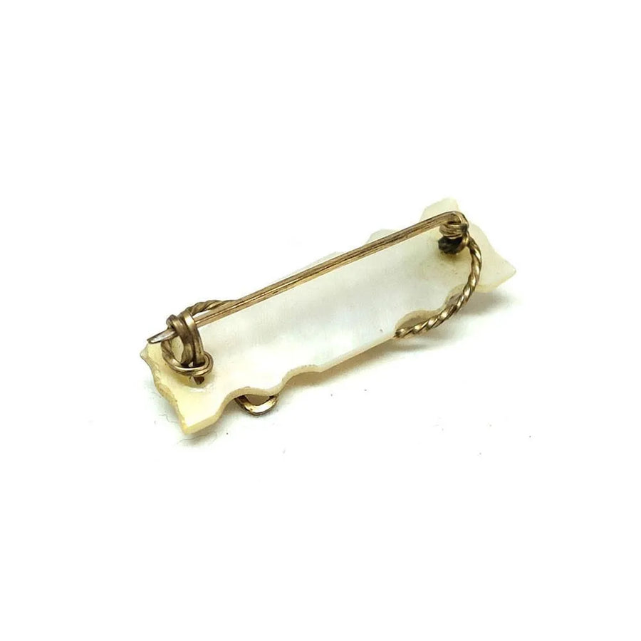 Vintage Art Deco 1930's Rolled Gold Mother of Pearl 'Lucy' Brooch - Mayveda Jewelry