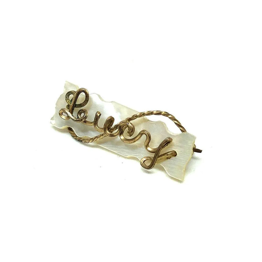 Vintage Art Deco 1930's Rolled Gold Mother of Pearl 'Lucy' Brooch - Mayveda Jewelry