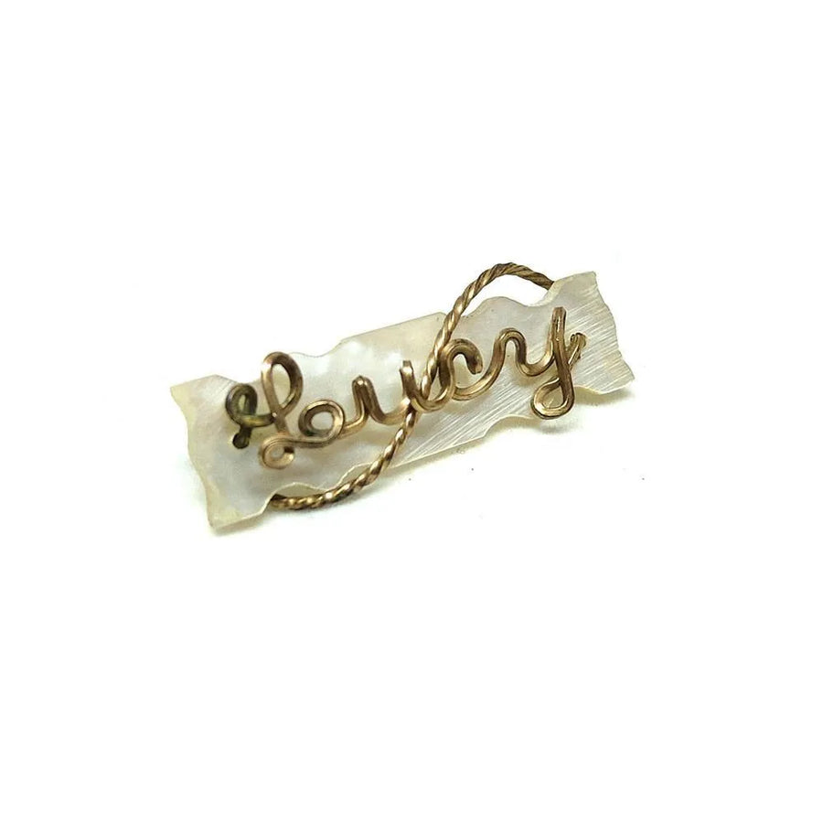 Vintage Art Deco 1930's Rolled Gold Mother of Pearl 'Lucy' Brooch - Mayveda Jewelry