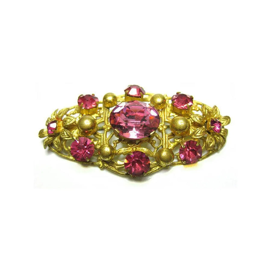 Vintage Art Deco 1930s Bohemian Pink Czech Brooch - Mayveda Jewelry