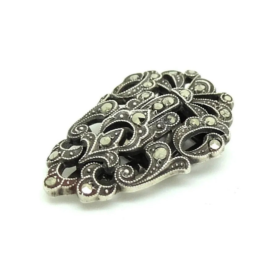 Vintage 1930s Marcasite Silver Fur Dress Clip - Mayveda Jewelry