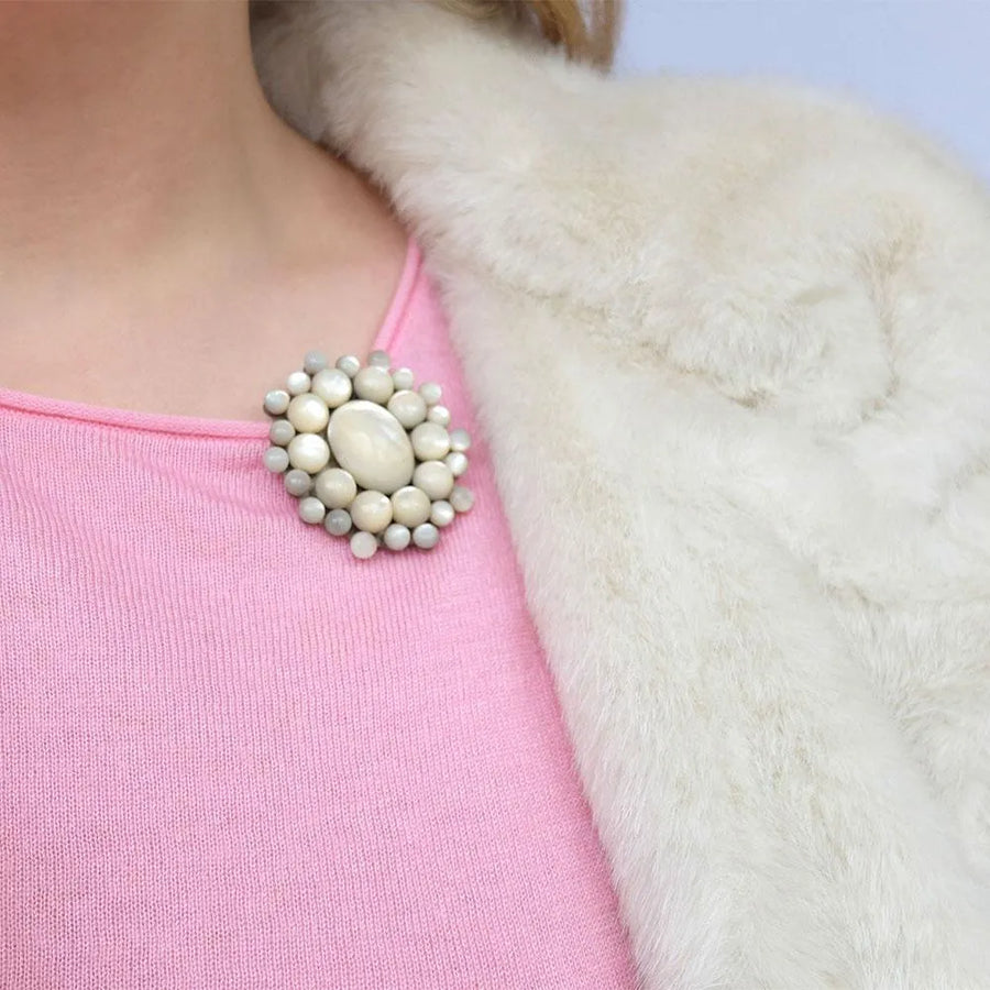 Vintage 1930's White Glass Dress Clip - Mayveda Jewelry