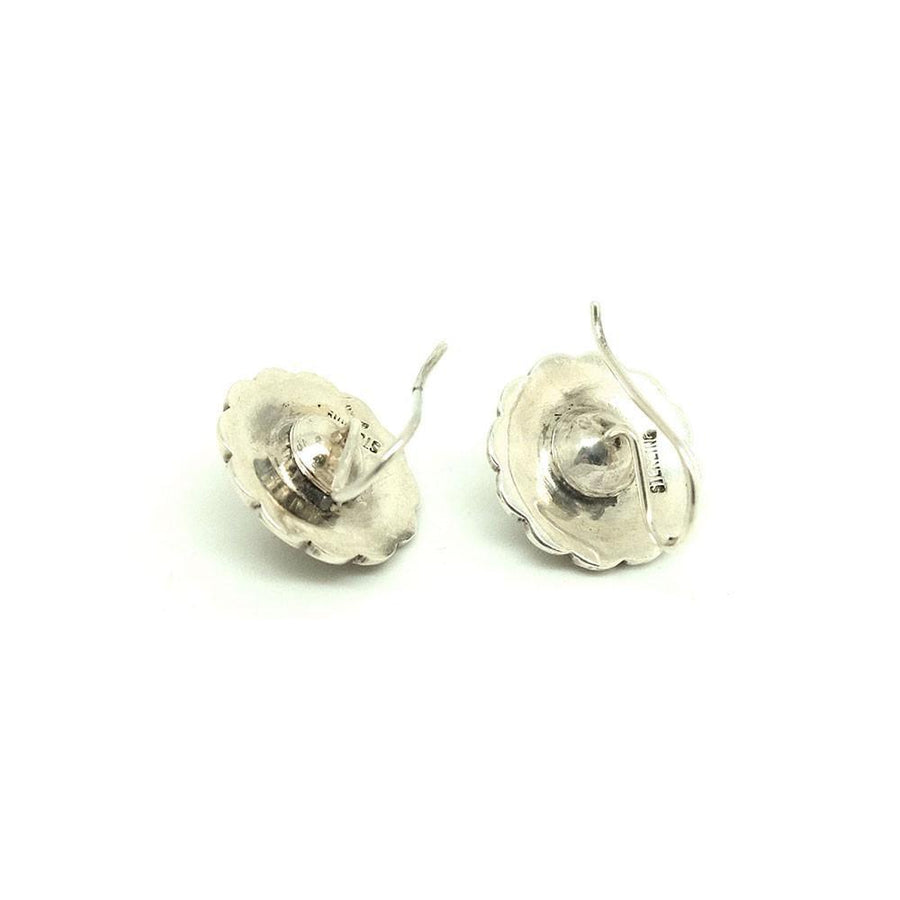 Art Deco 1930s Cultured Pearl & Marcasite Silver Flower Wedding Earrings