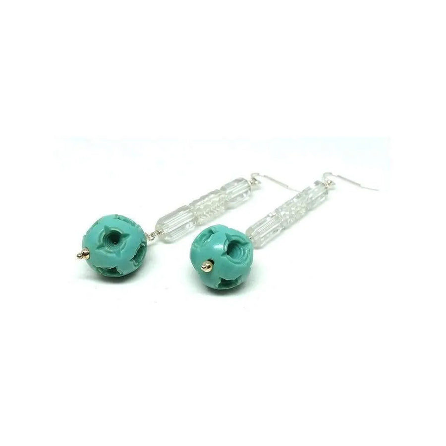 Vintage 1920s Art Deco Drop Glass & Celluloid Earrings - Mayveda Jewelry