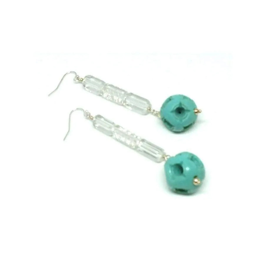 Vintage 1920s Art Deco Drop Glass & Celluloid Earrings - Mayveda Jewelry