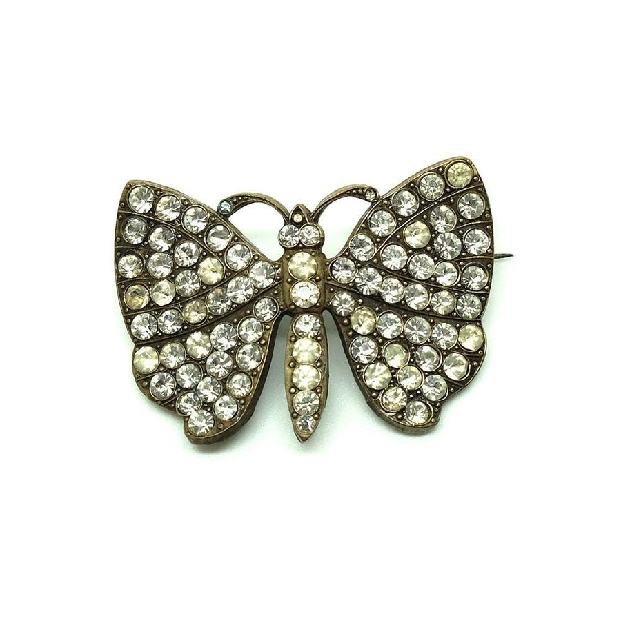 Vintage 1930's Diamanté Butterfly Brooch.