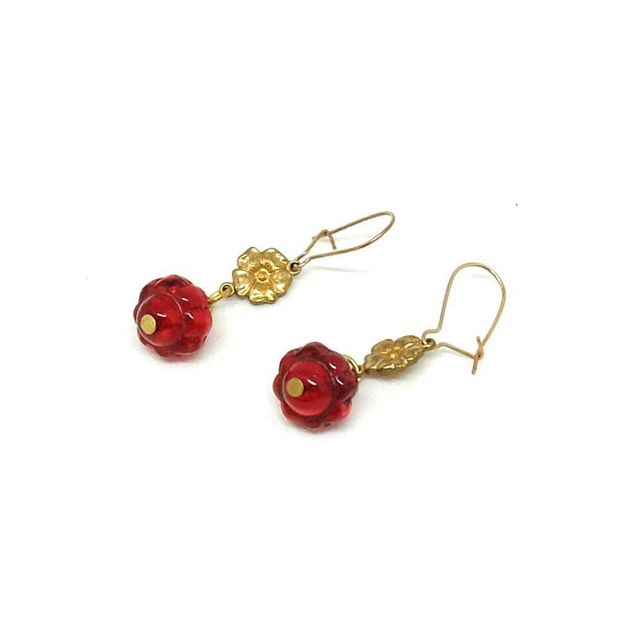 Vintage 1930's Red Glass Beaded Earrings