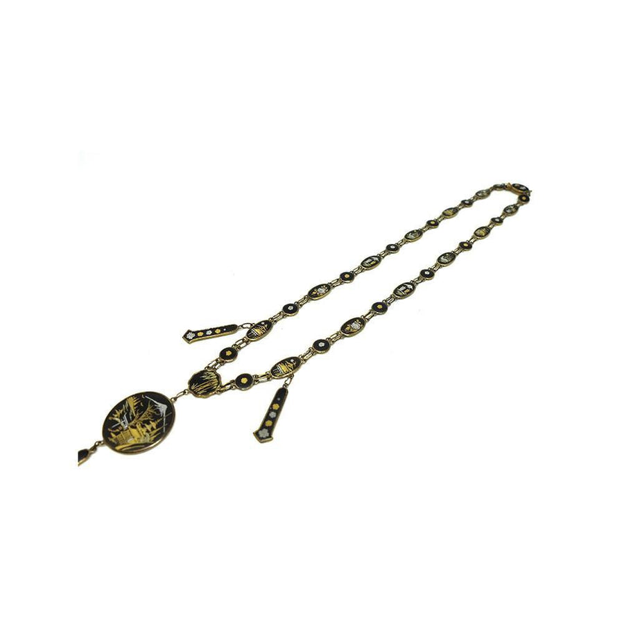 Vintage 1920's Art Deco Gold Damascene Shakudo Japanese Necklace