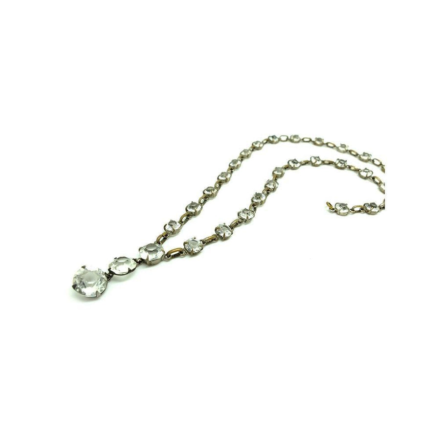 Vintage 1930's Art Deco Diamanté Drop Necklace - Mayveda Jewelry