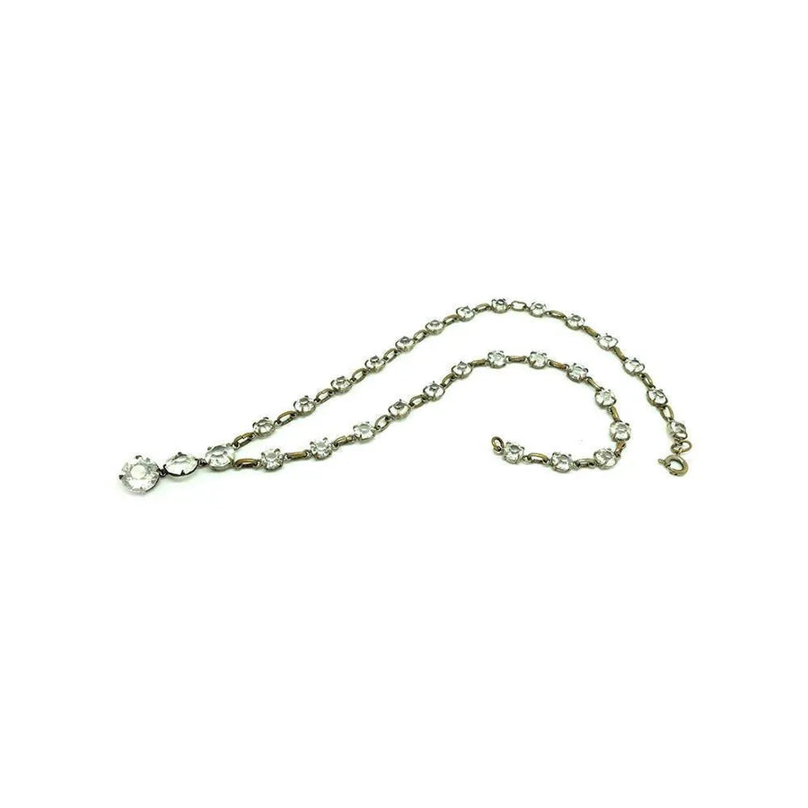 Vintage 1930's Art Deco Diamanté Drop Necklace - Mayveda Jewelry