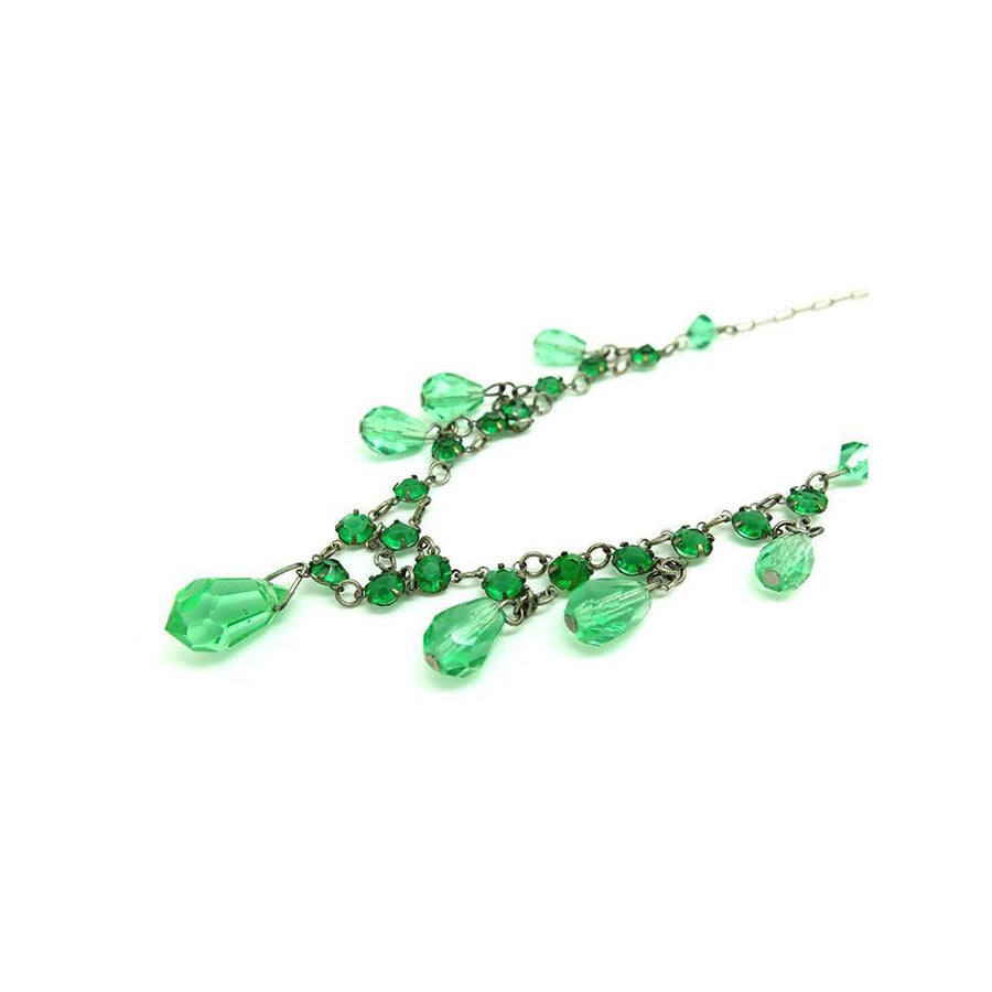 Vintage 1930's Art Deco Emerald Green Glass Necklace