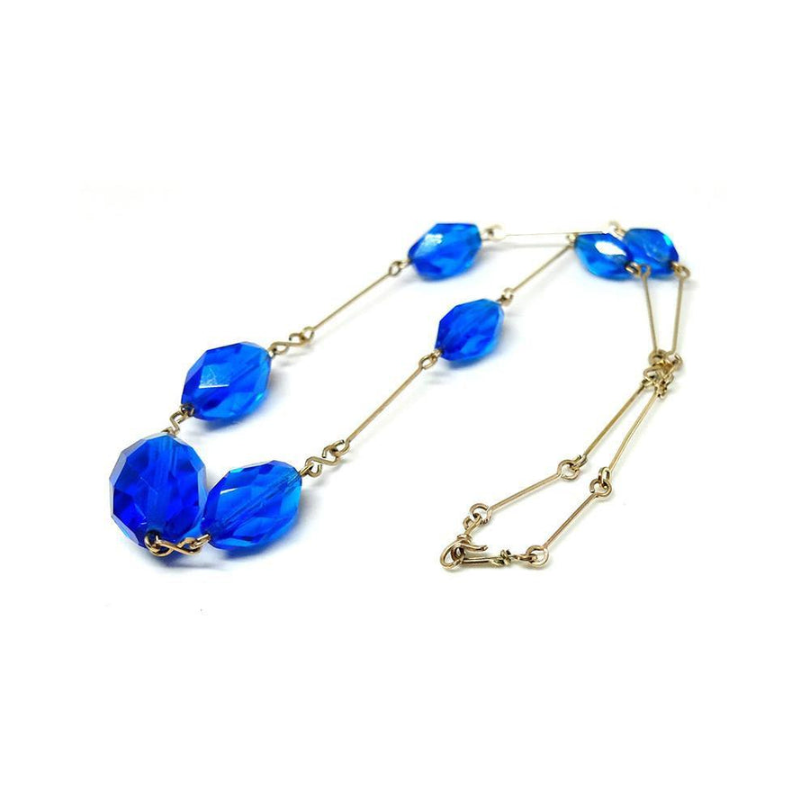 Vintage 1930's Art Deco Rolled Gold Cobalt Blue Necklace