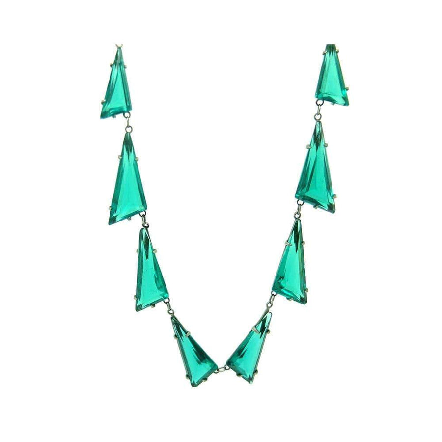 ART DECO Necklace Vintage 1930s Art Deco Statement Emerald Green Bohemian Necklace