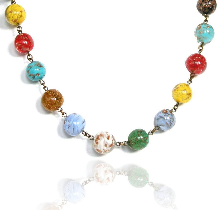 Vintage 1930s Multicoloured Glass Necklace