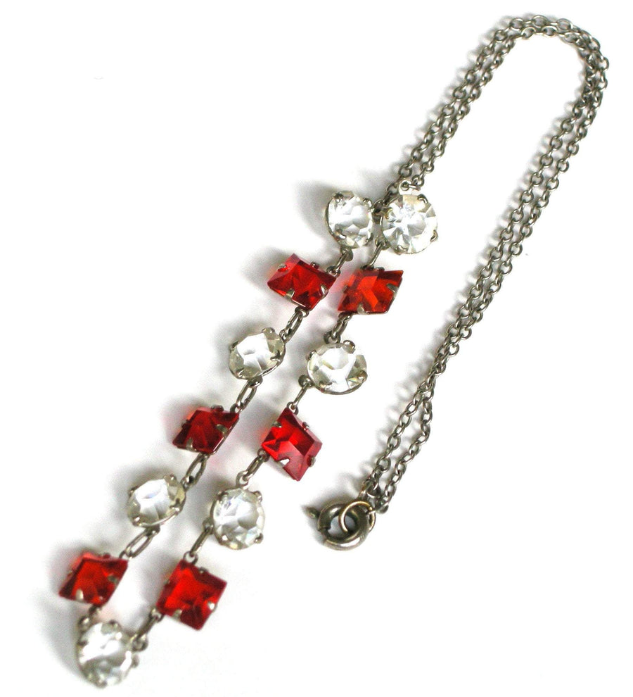Vintage 1930s Red Cut Glass Necklace