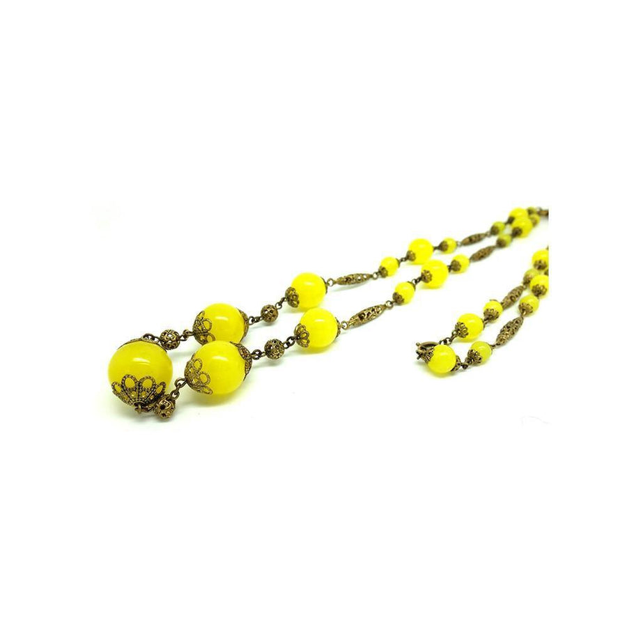 Vintage Art Deco 1920s Czech Yellow Glass Necklace