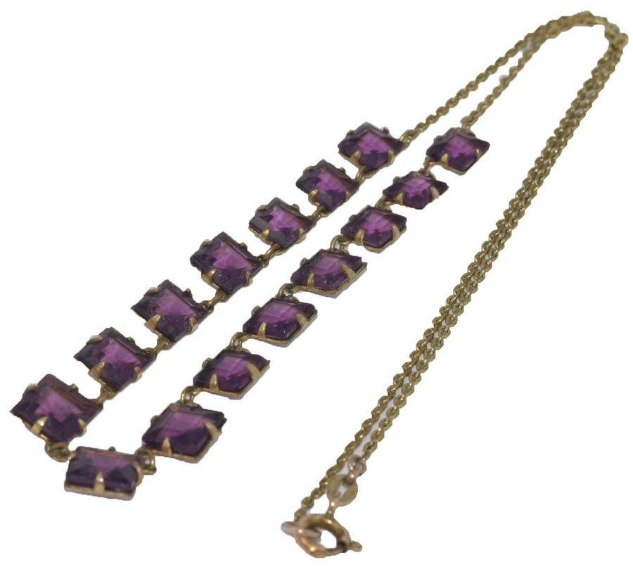 Vintage Art Deco 1920s Purple Glass Necklace