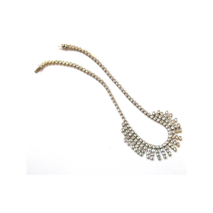 Vintage Art Deco 1930's Sterling Silver Diamante Necklace