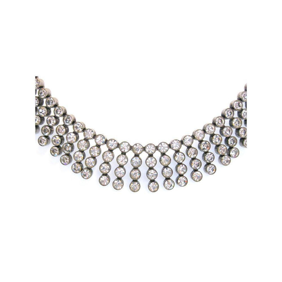 Vintage Art Deco 1930's Sterling Silver Diamante Necklace