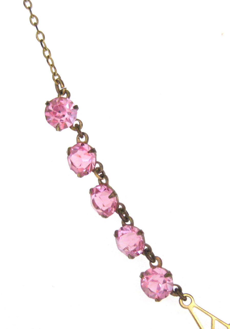 Vintage Art Deco 1930s Pink Pear Drop Necklace