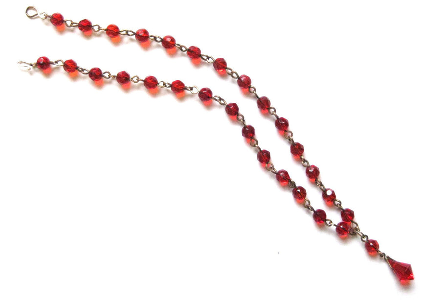 Vintage Art Deco 1930s Red Glass Beaded Necklace