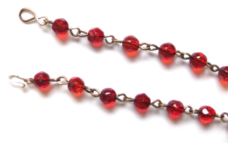 Vintage Art Deco 1930s Red Glass Beaded Necklace