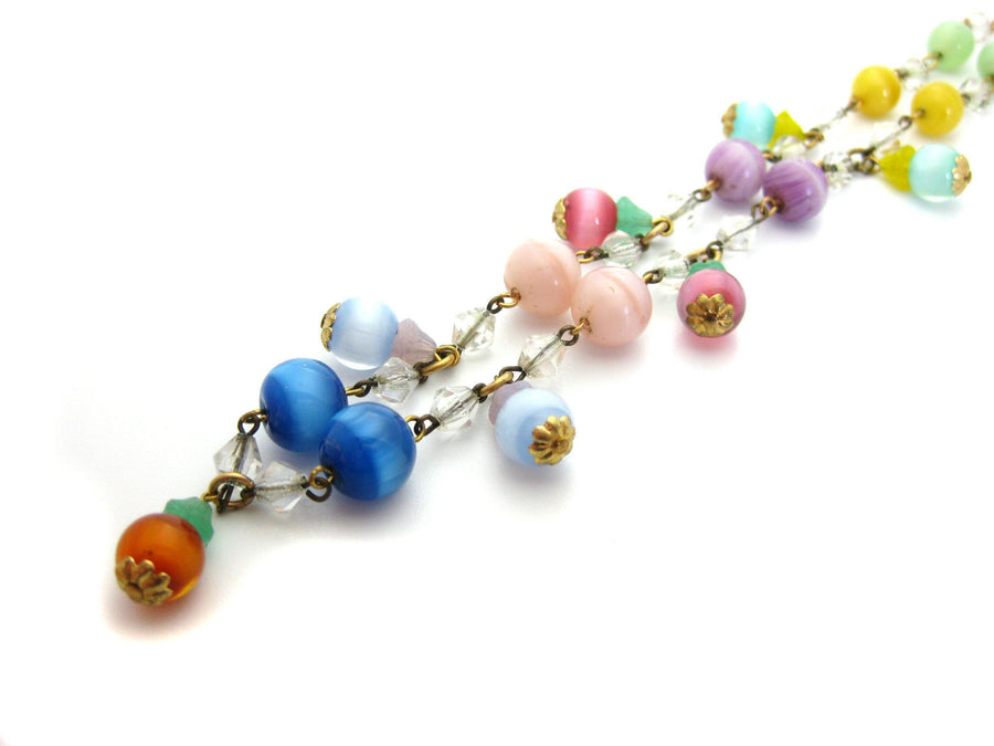 Vintage Art Deco Coloured Glass Bead Necklace