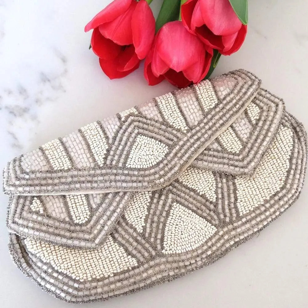 Vintage 1920s Art Deco Beaded Evening Clutch Purse Mayveda Jewelry