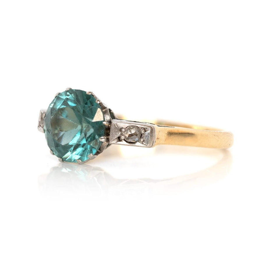 ART DECO Ring Art Deco 1920s 2ct Blue Zircon 18ct Platinum Engagement Ring Mayveda Jewellery