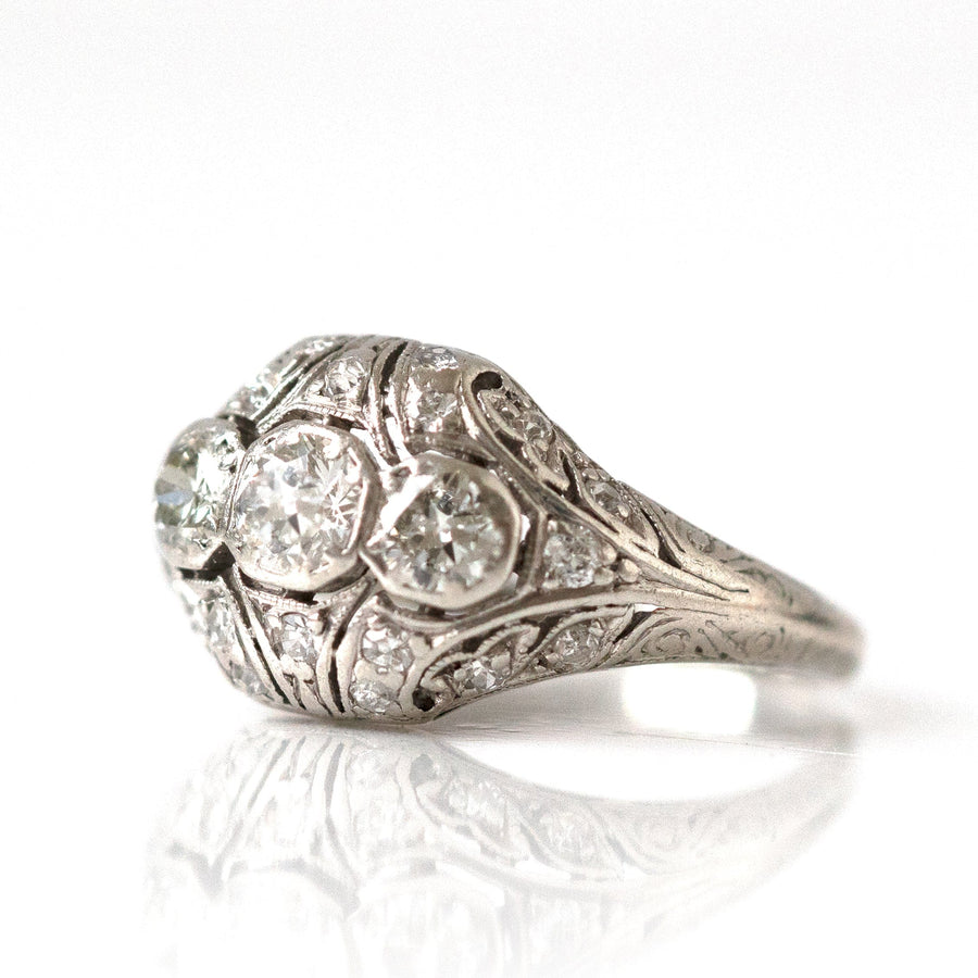 ART DECO Ring Art Deco 1920s Platinum 0.62ct Diamond Engagement Ring Mayveda Jewellery