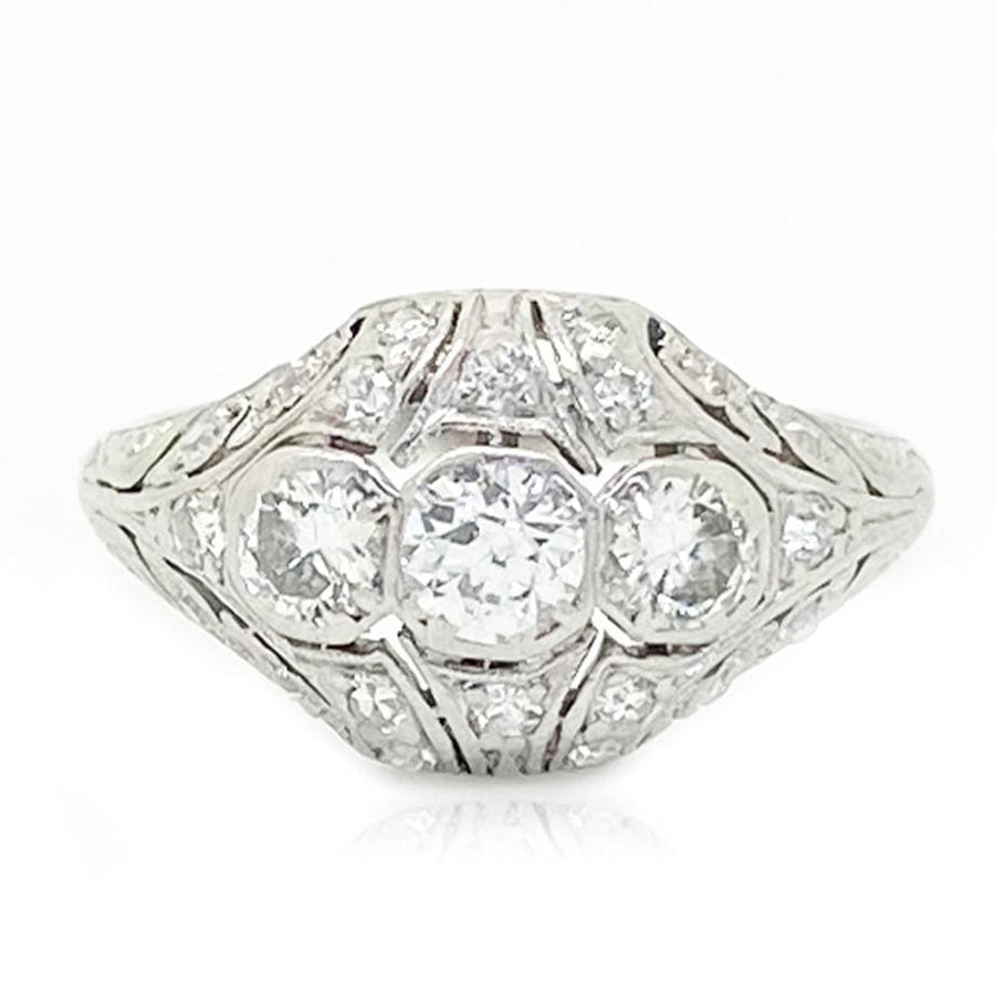 ART DECO Ring Art Deco 1920s Platinum Diamond Ring