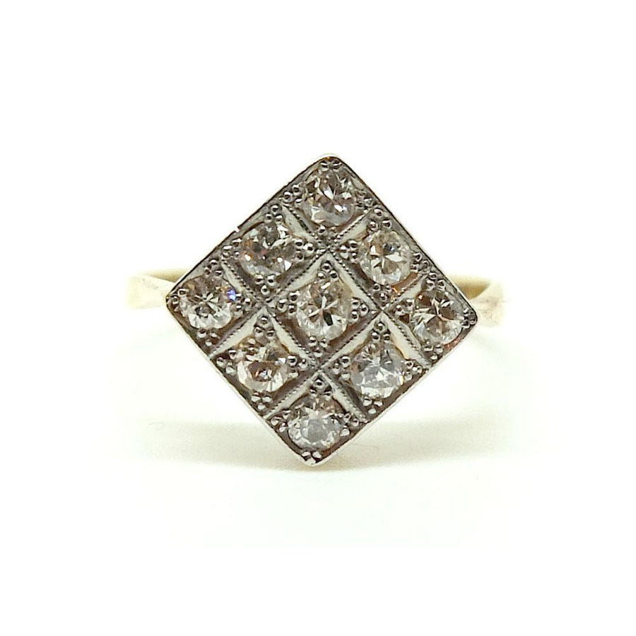 Reserved - C -Art Deco 1920s 18ct Gold Platinum Diamond 0.45ct Geometric Gemstone Engagement Ring