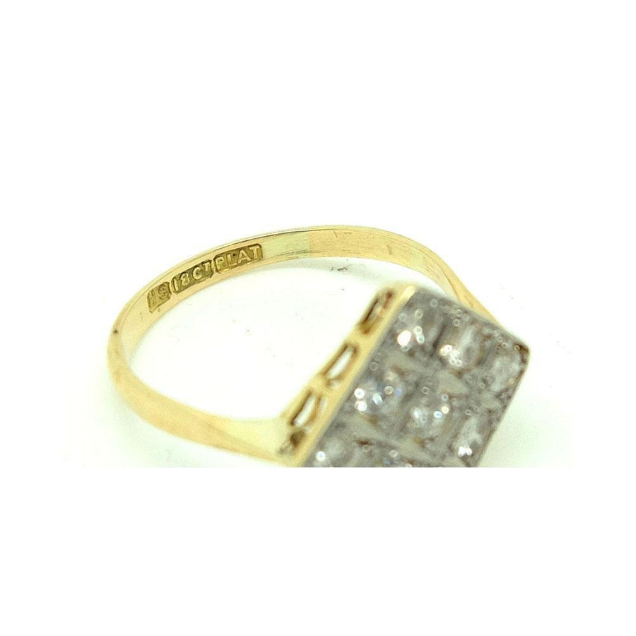 Reserved - C -Art Deco 1920s 18ct Gold Platinum Diamond 0.45ct Geometric Gemstone Engagement Ring