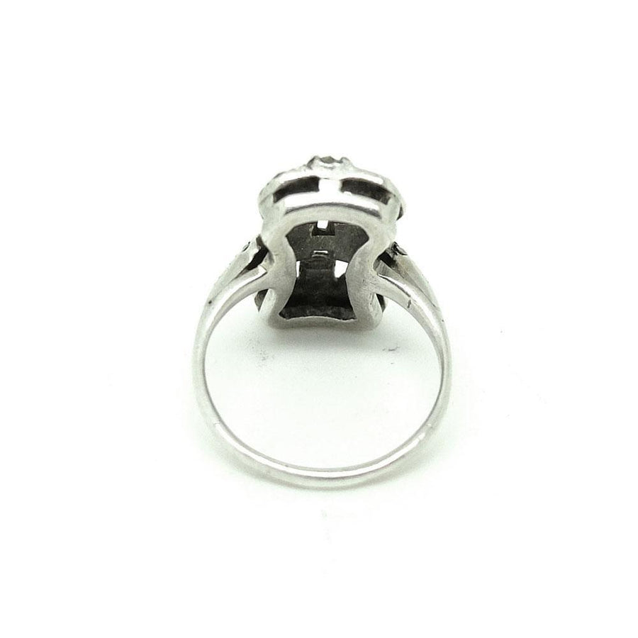 Vintage 1920s Art Deco Geometric Silver Marcasite Ring