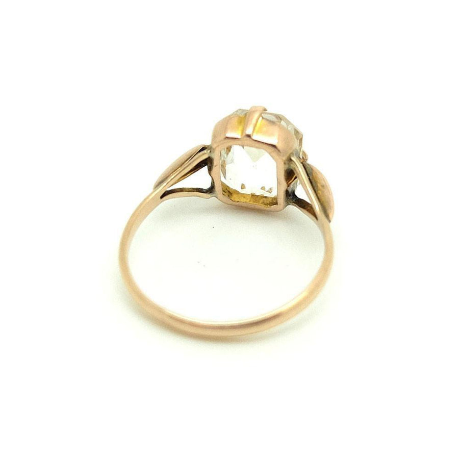 Vintage Art Deco 10ct Rose Gold Glass Dress Ring | L / 6