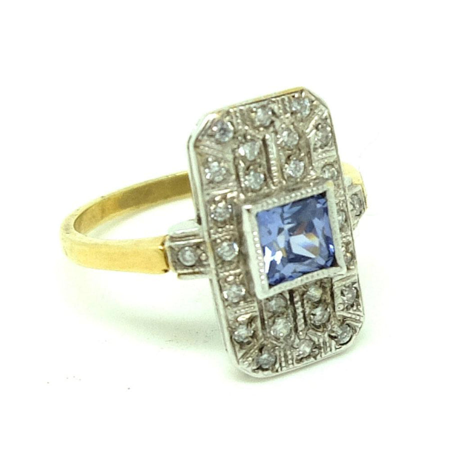 Vintage Art Deco 1920s Silver Gilt Paste Ring