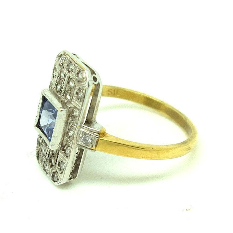 Vintage Art Deco 1920s Silver Gilt Paste Ring