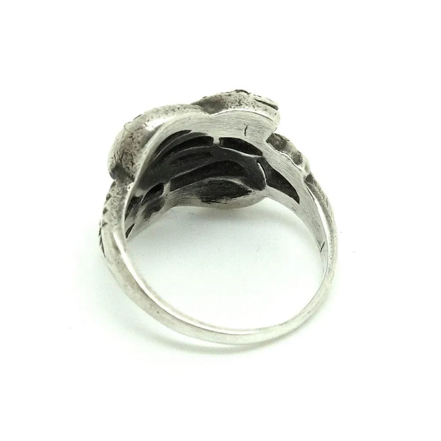 Vintage Art Deco 1930s Marcasite Eternal Love Snake Silver Ring | P / 8 - Mayveda Jewelry