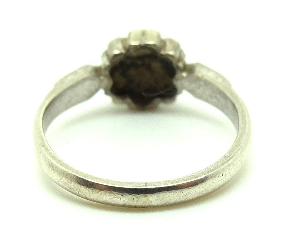 Vintage Art Deco Marcasite Sterling Silver Flower Ring (Size: L 1/2)
