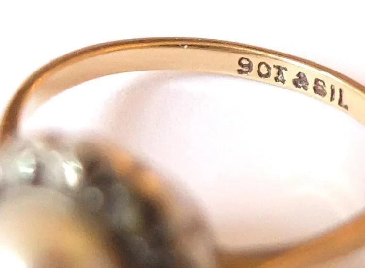 Vintage Art Deco Silver Pearl Gold Ring - Mayveda Jewelry