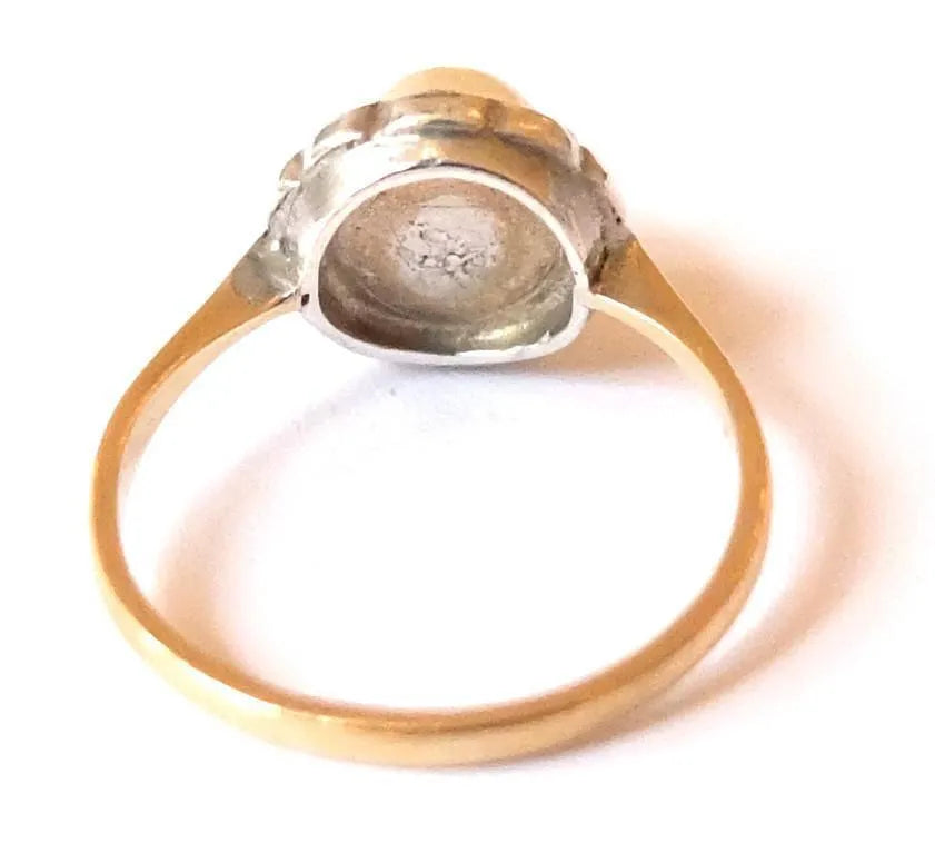 Vintage Art Deco Silver Pearl Gold Ring - Mayveda Jewelry