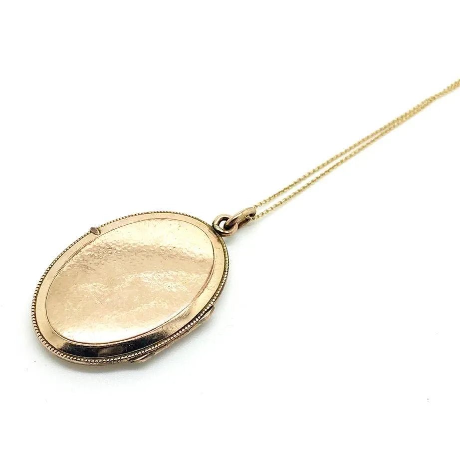 Art Nouveau Rolled Gold Locket Necklace, view 4