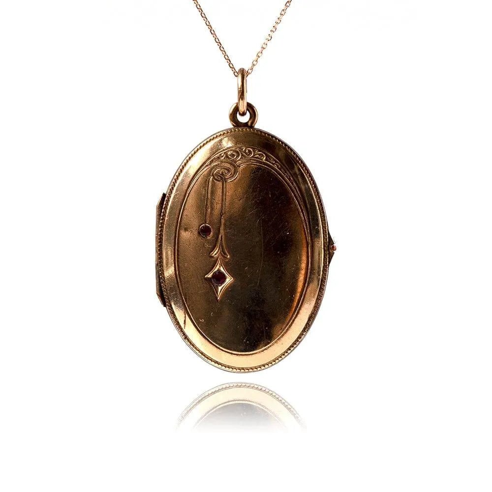 Art Nouveau Rolled Gold Locket Necklace
