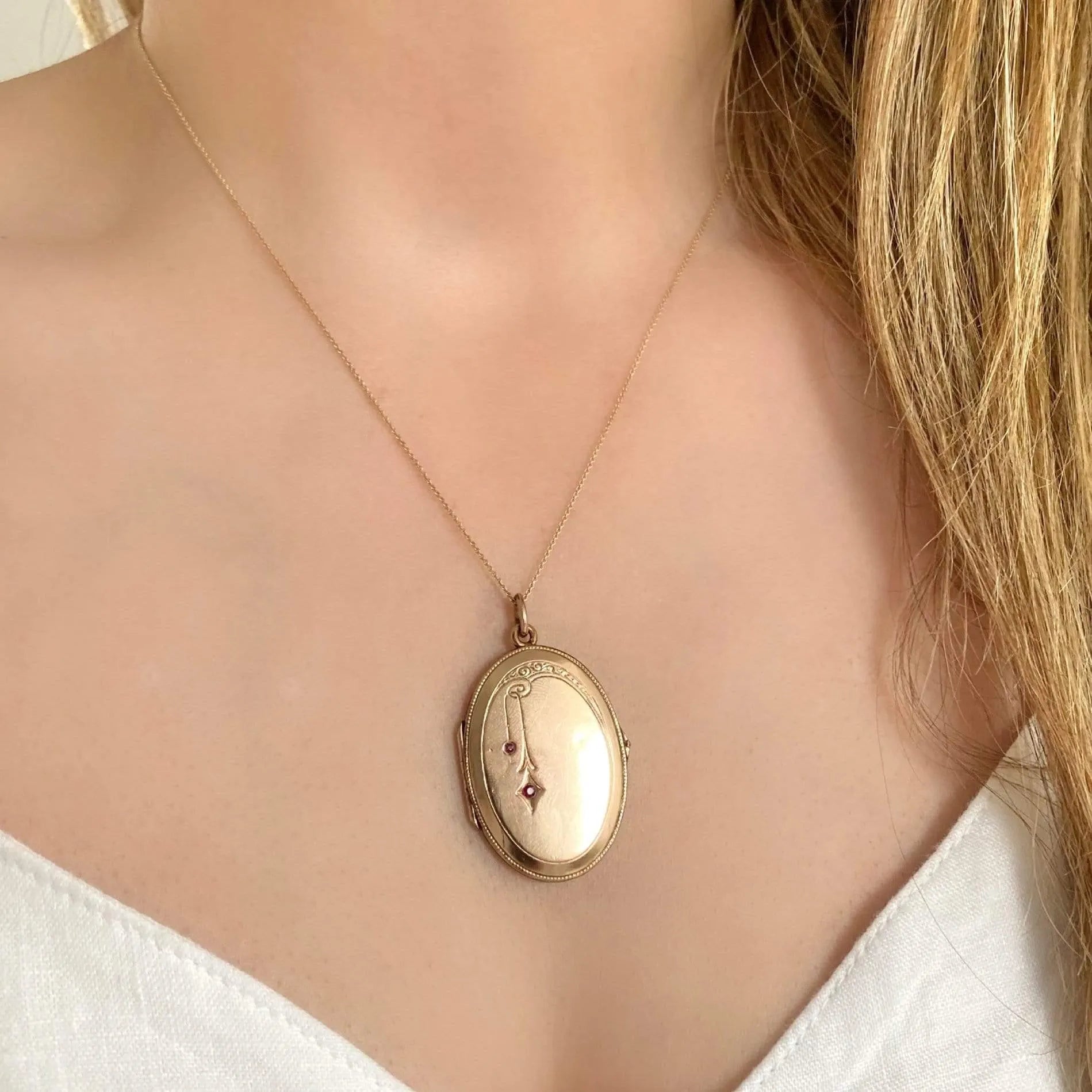 Art Nouveau Rolled Gold Locket Necklace, view 2