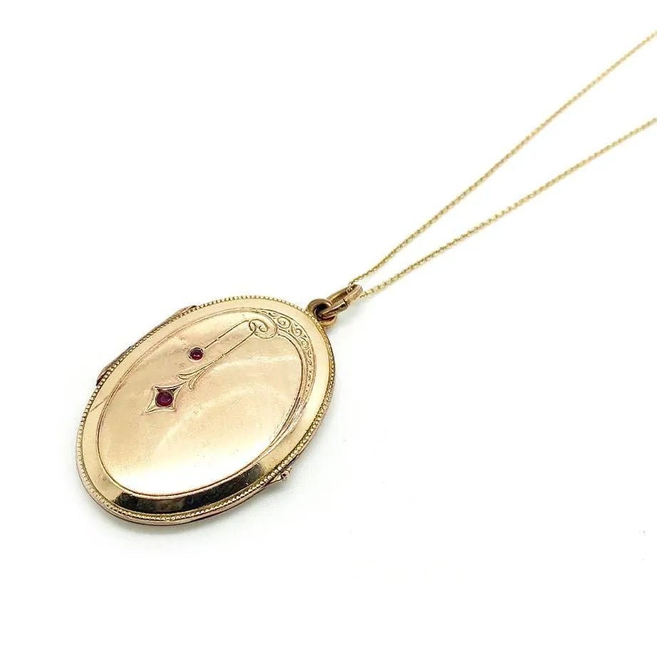 Art Nouveau Rolled Gold Locket Necklace, view 3