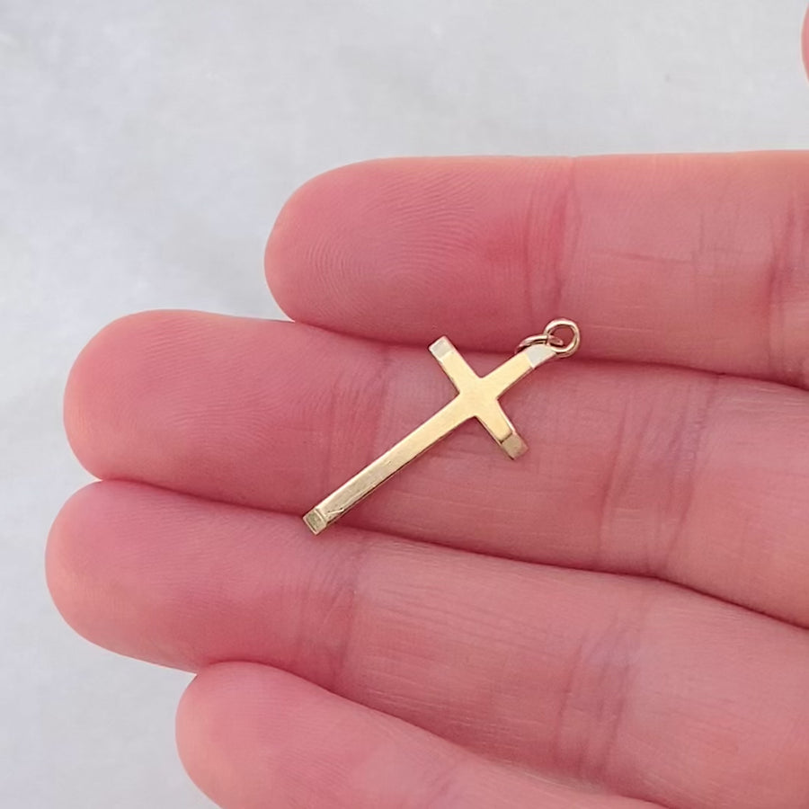 Vintage 1989 9ct Gold Cross Charm Necklace
