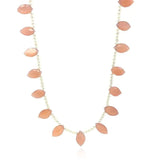 Beaded Peach Moonstone Pearl Necklace