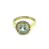 Blue Aquamarine Flower 9ct Gold Ring