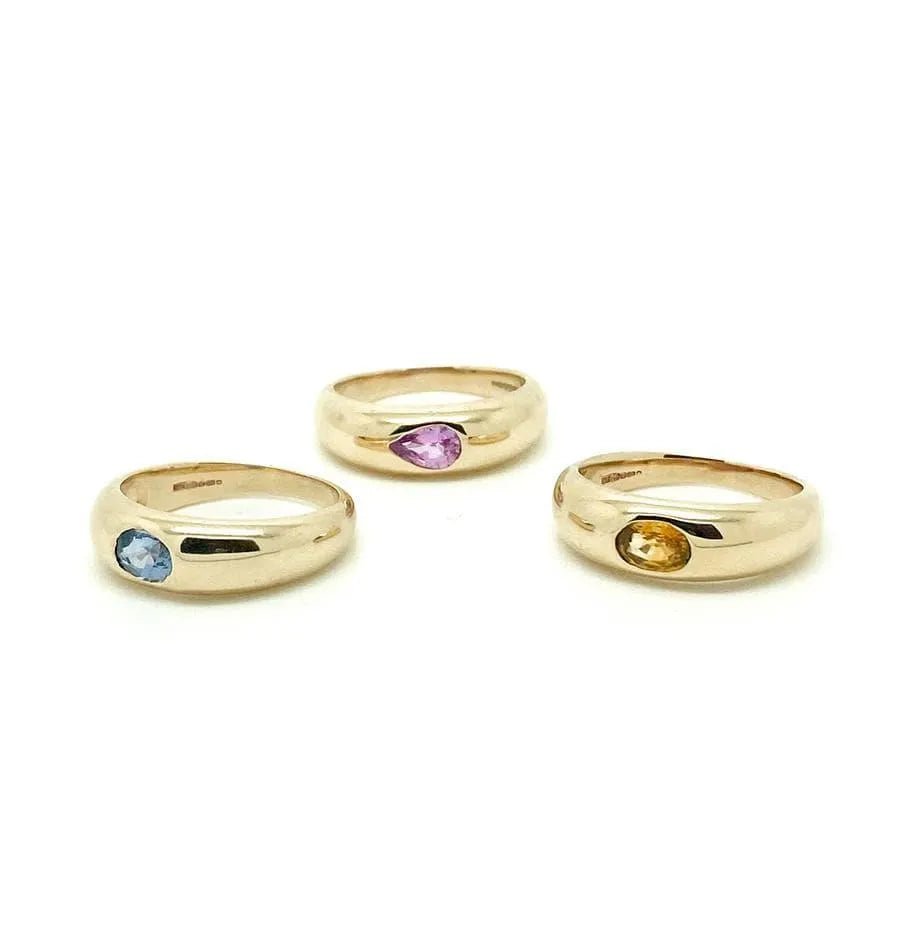 Blue Sapphire 9ct Gold Dome Ring, view 7