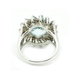 Blue Topaz Silver Flower Silver Ring